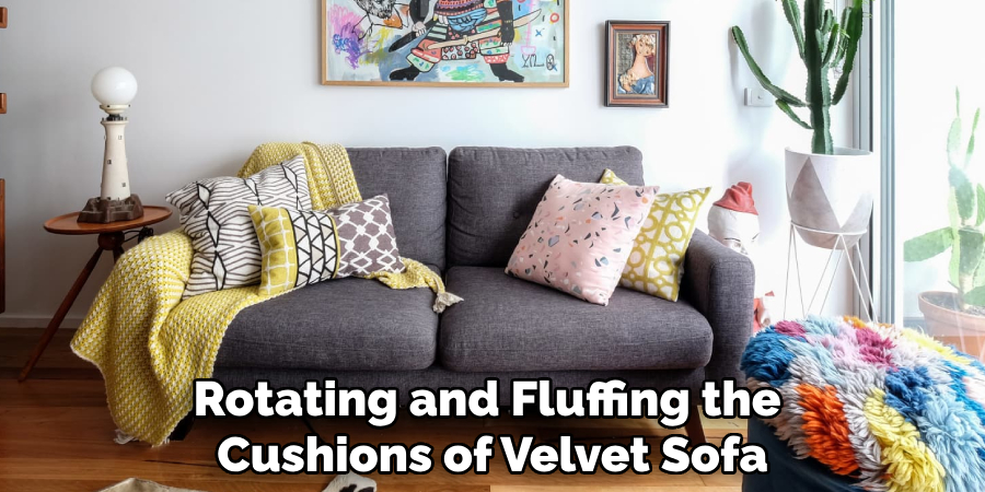 Rotating and Fluffing the 
Cushions of Velvet Sofa