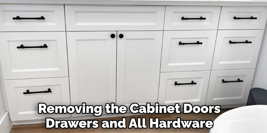 Removing the Cabinet Doors
Drawers and All Hardware